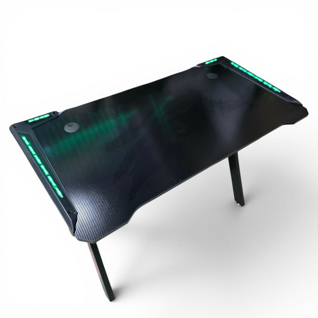 Escritorio Gamer 122x60 Cm Textura Fibra De Carbono Led.