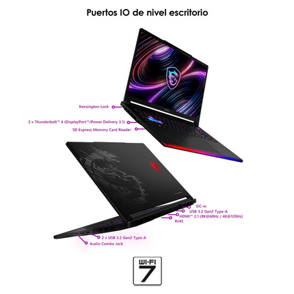 Laptop Gaming 16" QHD+ GeForce RTX 5080 Intel Core Ulta 9 290 HX 32GB 1TB SSD MSI Raider 16 Max.