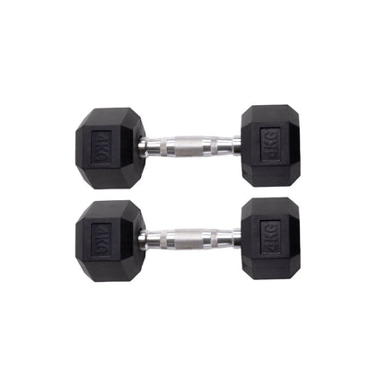 PAR DE MANCUERNAS HEXAGONALES DE GOMA UNIFITNESS NEGRO
