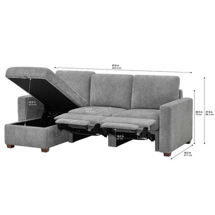 Sofá Estilo Chaise Reversible De Tela De 2 Piezas Con Reposapiés Eléctrico Y Almacenamiento, Thomasville