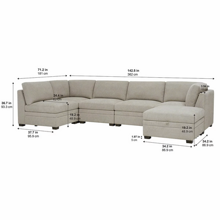 Sofá Modular de Tela de 6 Piezas con Almacenamiento, Thomasville, Tisdale,