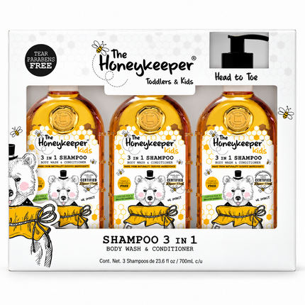 The Honeykeeper Shampoo 3 en 1 con miel 3 pzas de 700 ml