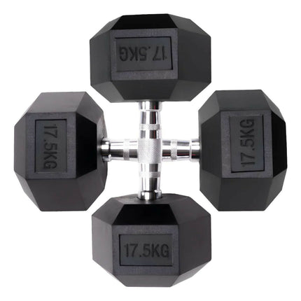 Par De Mancuernas Hexagonales Unifitness 17.5 K Negro