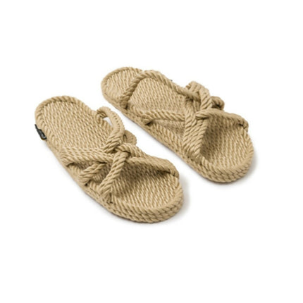 Slip on color camel sandalia Nomadic con cuerdas artesanales y suaves