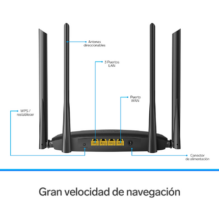 Repetidor / Router Wi-Fi AC1200 2,4 GHz y 5 GHz, hasta 30 m de cobertura
