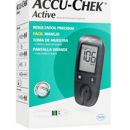 Glucómetro Accu-Chek Active con Tiras, Lancetas y Pantalla LCD