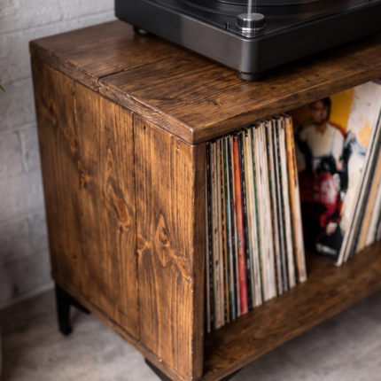 Mueble de madera Sólida tipo industrial para vinilos y tocadiscos 2657