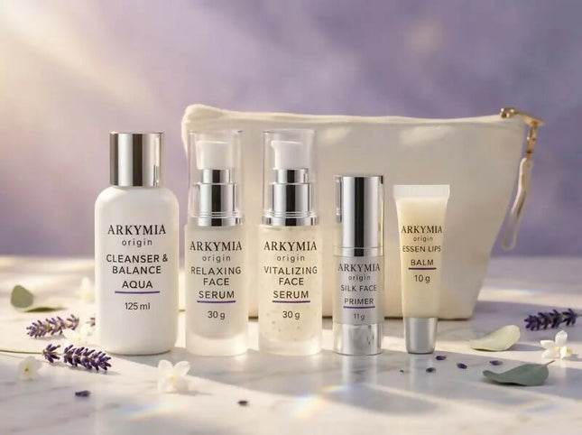 Set Facial Arkymia Origin – Rutina Completa 5 Piezas + Cosmetiquera | Conie Bogart