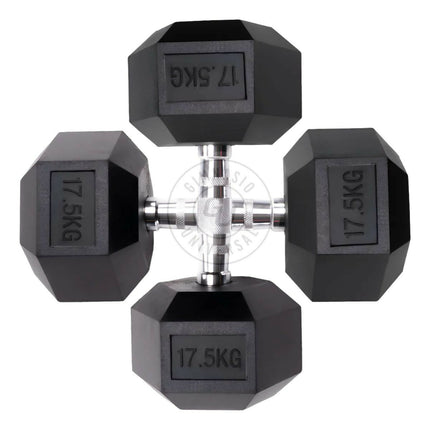Par De Mancuernas Hexagonales Unifitness 17.5 K Negro