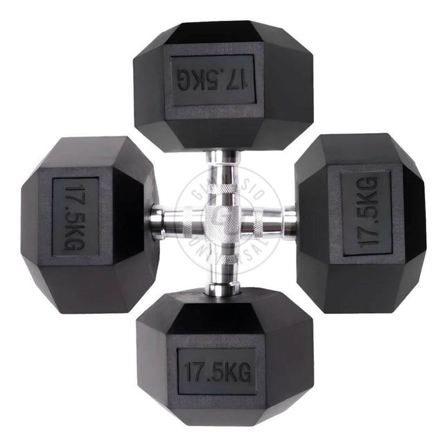 Par De Mancuernas Hexagonales Unifitness 17.5 K Negro