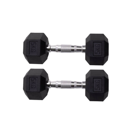 PAR DE MANCUERNAS HEXAGONALES DE GOMA UNIFITNESS NEGRO