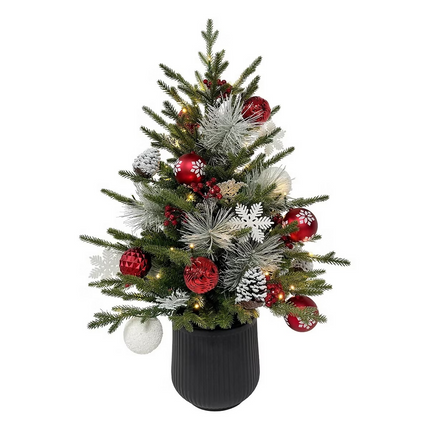 Árbol de Pino Decorado con Luces Centelleantes 91 cm
