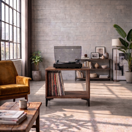 Mueble de madera Sólida tipo industrial para vinilos y tocadiscos 2657