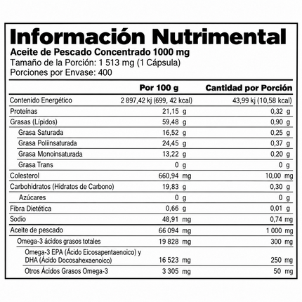 Aceite de Pescado 1,000 mg 400 cápsulas Kirkland Signature