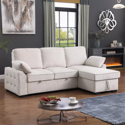 Sofá Cama Seccional con Mesa Desplegable y Almacenamiento, Montbrook Home, Mackenzie,