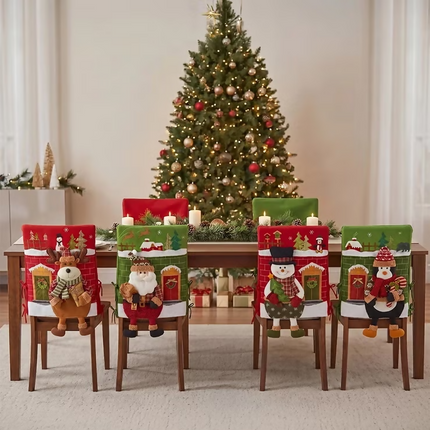 Fundas de Sillas Navideñas, Santa y Reno