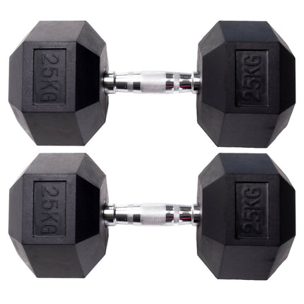 PAR DE MANCUERNAS HEXAGONALES DE GOMA UNIFITNESS NEGRO