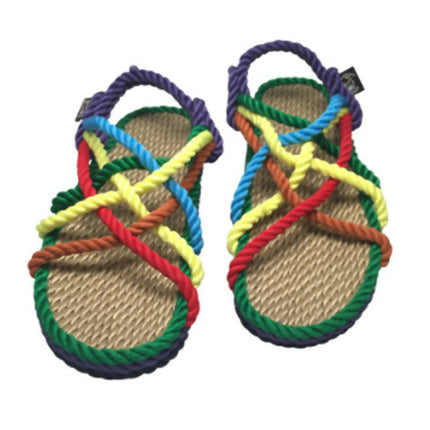 JC Arco iris sandalia de cuerdas suaves Nomadic multicolor hechas a mano