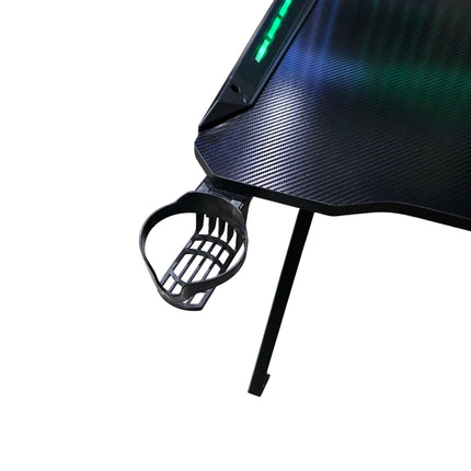 Escritorio Gamer 122x60 Cm Textura Fibra De Carbono Led.