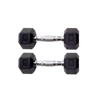PAR DE MANCUERNAS HEXAGONALES DE GOMA UNIFITNESS NEGRO