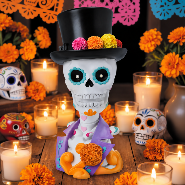 Catrín o Catrina de Día de Muertos y Halloween con Luces LED