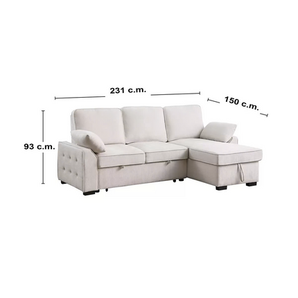 Sofá Cama Seccional con Mesa Desplegable y Almacenamiento, Montbrook Home, Mackenzie,