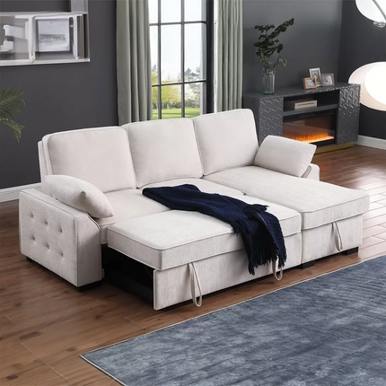 Sofá Cama Seccional con Mesa Desplegable y Almacenamiento, Montbrook Home, Mackenzie,