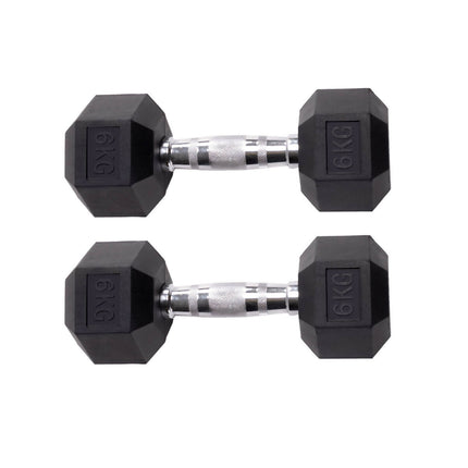 PAR DE MANCUERNAS HEXAGONALES DE GOMA UNIFITNESS NEGRO