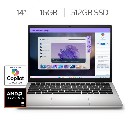 Laptop 14" Full HD+ AMD Ryzen AI 5 16GB 512GB SSD DELL