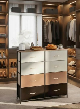 Cajonera Buro Estante 8 Cajones De Tela Superficie MDF Multiusos.