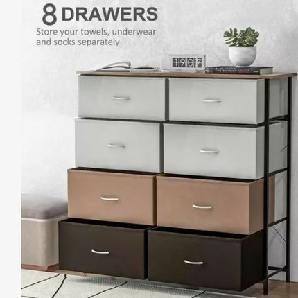 Cajonera Buro Estante 8 Cajones De Tela Superficie MDF Multiusos.