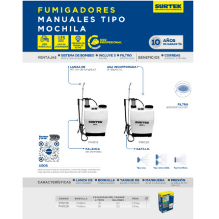 Fumigador Tipo Mochila 16 Lt