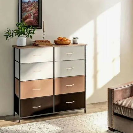 Cajonera Buro Estante 8 Cajones De Tela Superficie MDF Multiusos.
