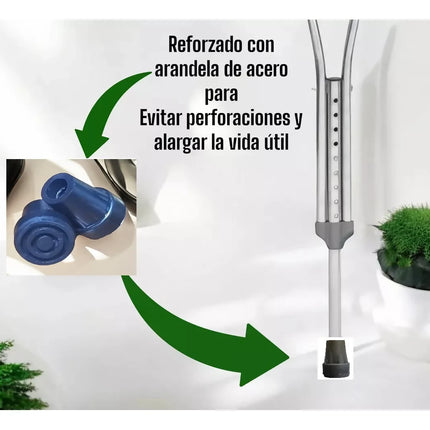 10 Regatónes 3/4 Repuesto Para Muleta Tipo Americano Arandela Gris y Negro