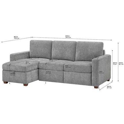 Sofá Estilo Chaise Reversible De Tela De 2 Piezas Con Reposapiés Eléctrico Y Almacenamiento, Thomasville