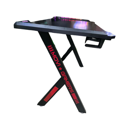 Escritorio Gamer 122x60 Cm Textura Fibra De Carbono Led.