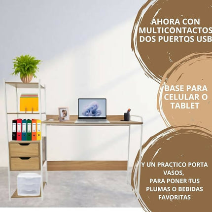Escritorio Organizador Librero Con Multicontactos