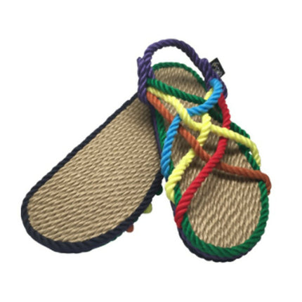 JC Arco iris sandalia de cuerdas suaves Nomadic multicolor hechas a mano