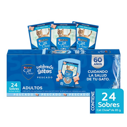 Cat Chow Alimento Húmedo para Gatos Sabor Pescado 24 pzas 85 g