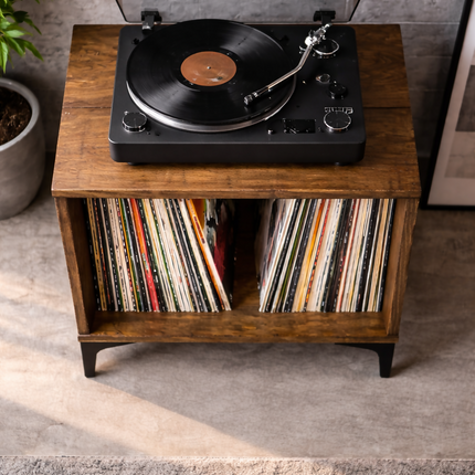 Mueble de madera Sólida tipo industrial para vinilos y tocadiscos 2657