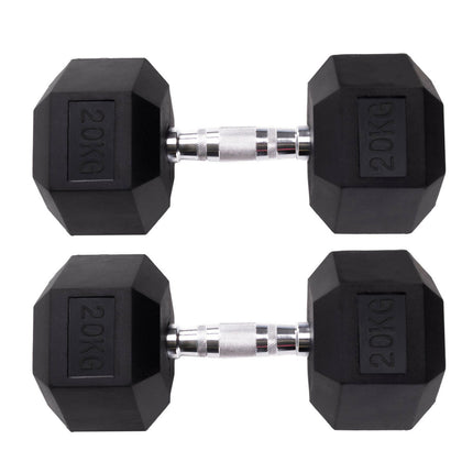 PAR DE MANCUERNAS HEXAGONALES DE GOMA UNIFITNESS NEGRO