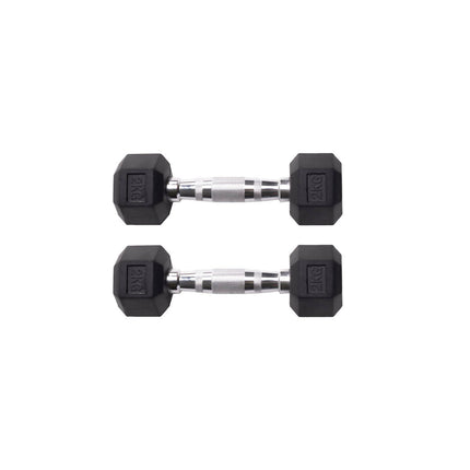 PAR DE MANCUERNAS HEXAGONALES DE GOMA UNIFITNESS NEGRO