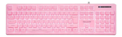 Kit gamer Marvo CM418 rosa con teclado y mouse USB retroiluminados
