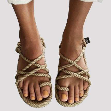 Toe Joe color camel sandalia Nomadic de cuerdas suaves