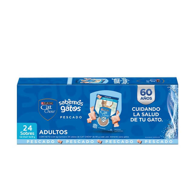 Cat Chow Alimento Húmedo para Gatos Sabor Pescado 24 pzas 85 g