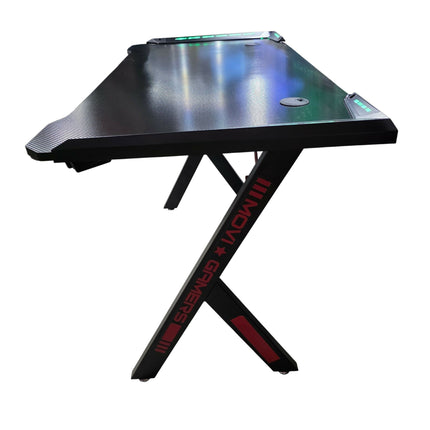 Escritorio Gamer 122x60 Cm Textura Fibra De Carbono Led.