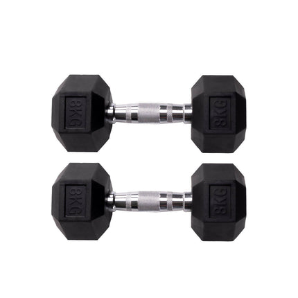 PAR DE MANCUERNAS HEXAGONALES DE GOMA UNIFITNESS NEGRO
