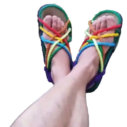 JC Arco iris sandalia de cuerdas suaves Nomadic multicolor hechas a mano