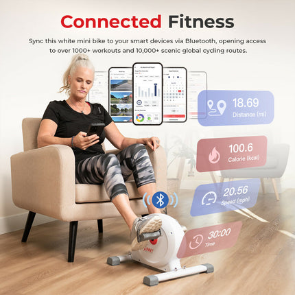 Sunny-health-fitness-Bike-Under-Desk-Smart-Mini-Exercise-Bike-Dark-White-SF-B023005WHT-06