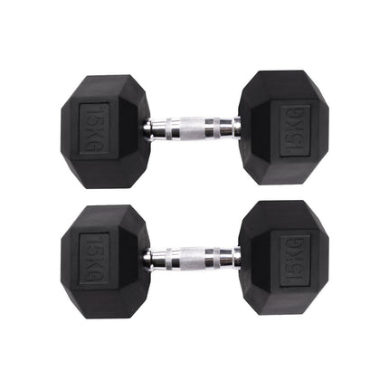 PAR DE MANCUERNAS HEXAGONALES DE GOMA UNIFITNESS NEGRO